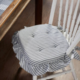 Sawyer Mill Ticking Stripe 16.5x18 Inch Ruffled Chair Pad