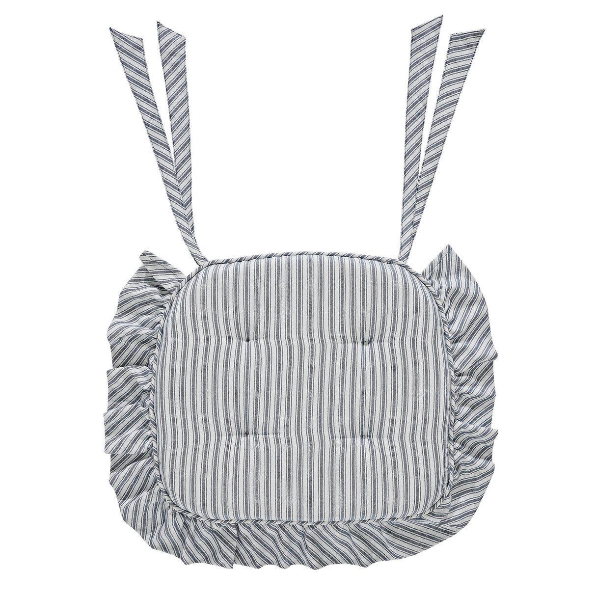 Sawyer Mill Ticking Stripe 16.5x18 Inch Ruffled Chair Pad