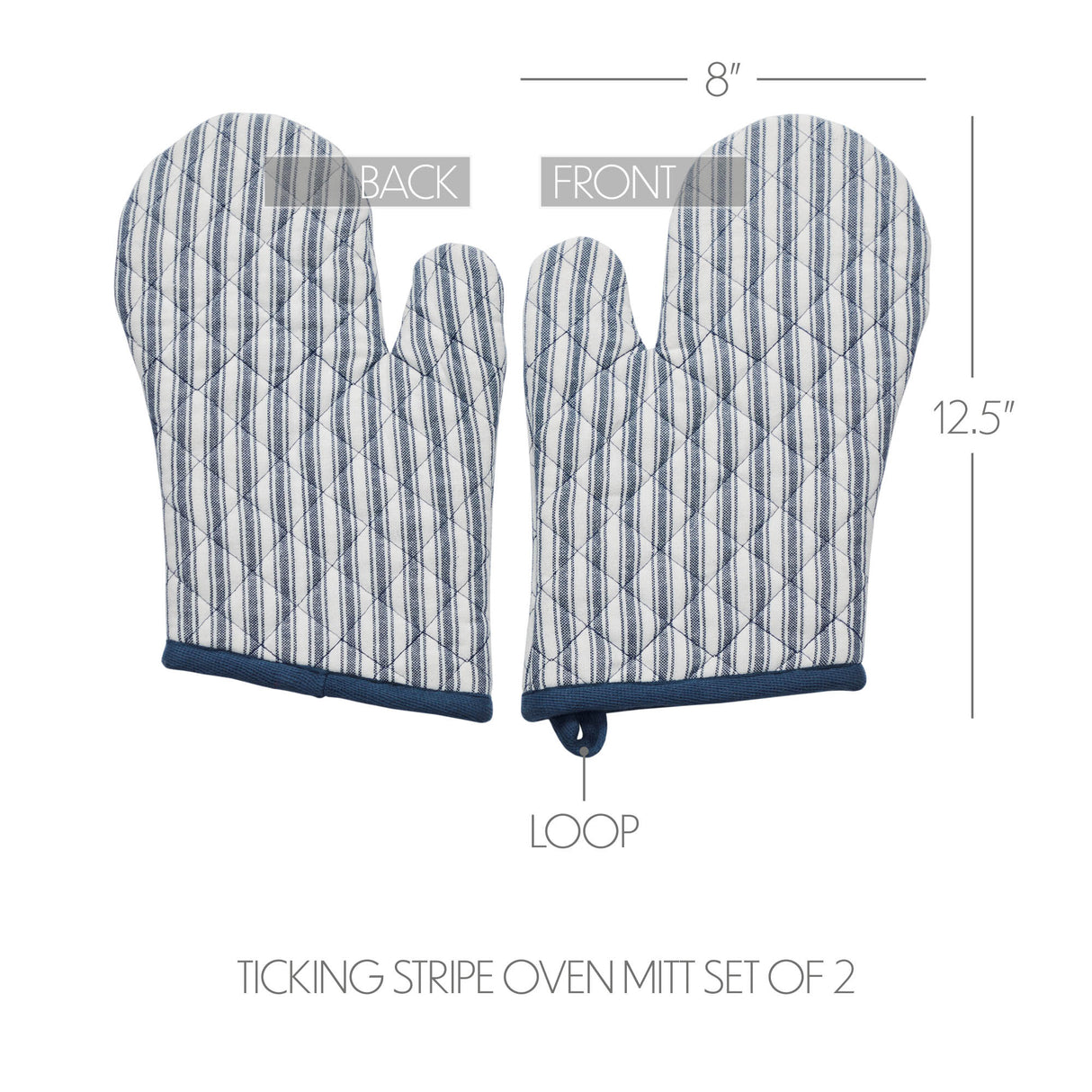 VHC Brands Sawyer Mill Blue 4PC Set 2 Oven Mitts and 2 Pot Holders