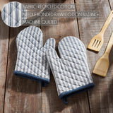 VHC Brands Sawyer Mill Blue 4PC Set 2 Oven Mitts and 2 Pot Holders