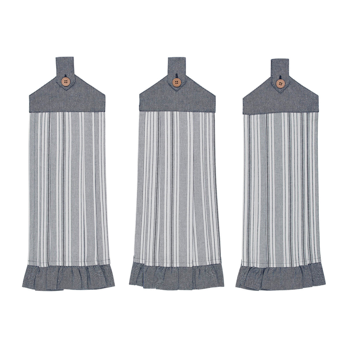 VHC Brands Sawyer Mill Blue 7PC Set 2 Oven Mitts 2 Pot Holders and 3 Tea Towels