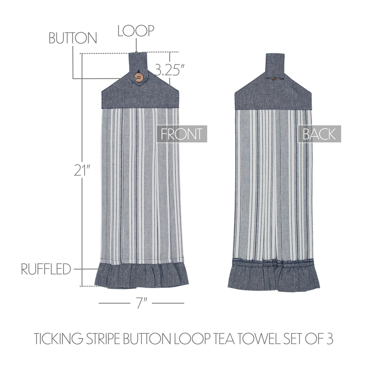 VHC Brands Sawyer Mill Blue 7PC Set 2 Oven Mitts 2 Pot Holders and 3 Tea Towels