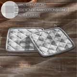 VHC Brands Annie Buffalo Check Gray 4PC Set 2 Oven Mitts and 2 Pot Holders