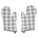 VHC Brands Annie Buffalo Check Gray 7PC Set 2 Oven Mitt 2 Pot Holder and 3 Tea Towels