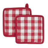 VHC Brands Annie Buffalo Check Red 7PC Set 2 Oven Mitt 2 Pot Holder and 3 Tea Towels