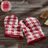 VHC Brands Annie Buffalo Check Red 7PC Set 2 Oven Mitt 2 Pot Holder and 3 Tea Towels