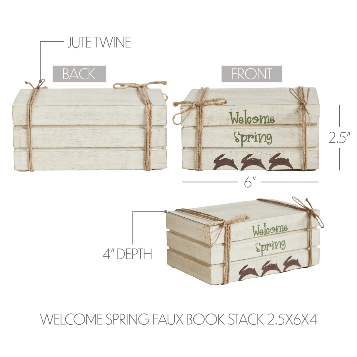 Welcome Spring Faux Book Stack 2.5x6x4