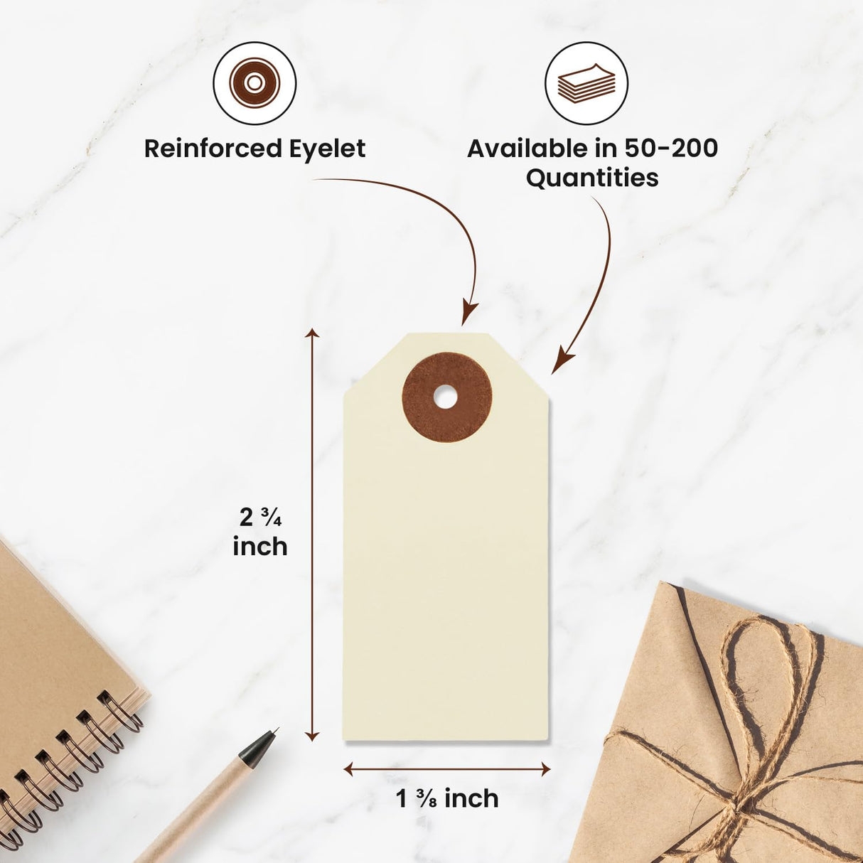 9pt Creme Manila Tag Set of 50 Size #1