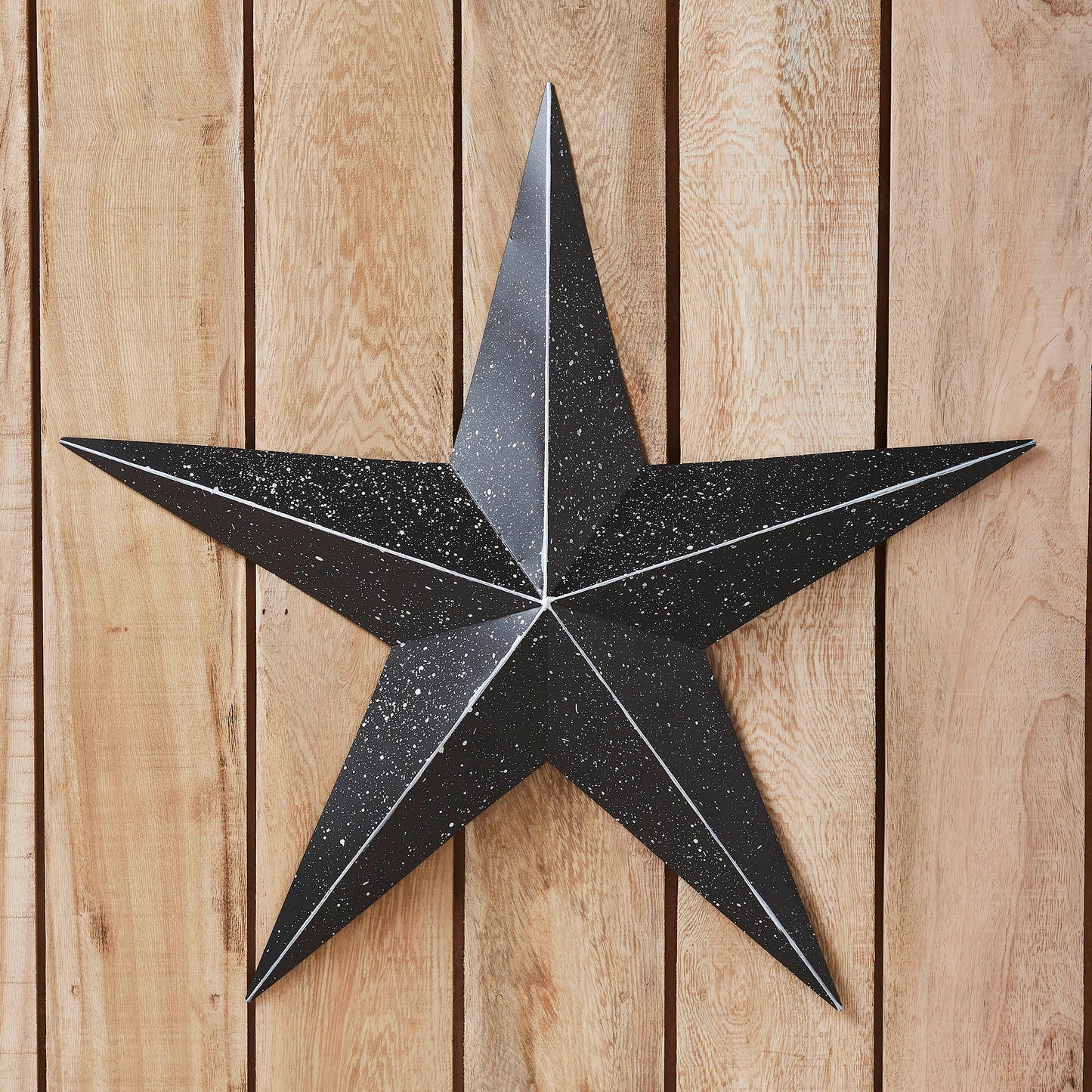 VHC Brands Patriotic Faceted Metal Star Black Wall Hanging 24x24, Independence Day Decor, American Star Design, Distressed Appearance Metal Wall Hanging,  Star Shape, Country, Charcoal Black