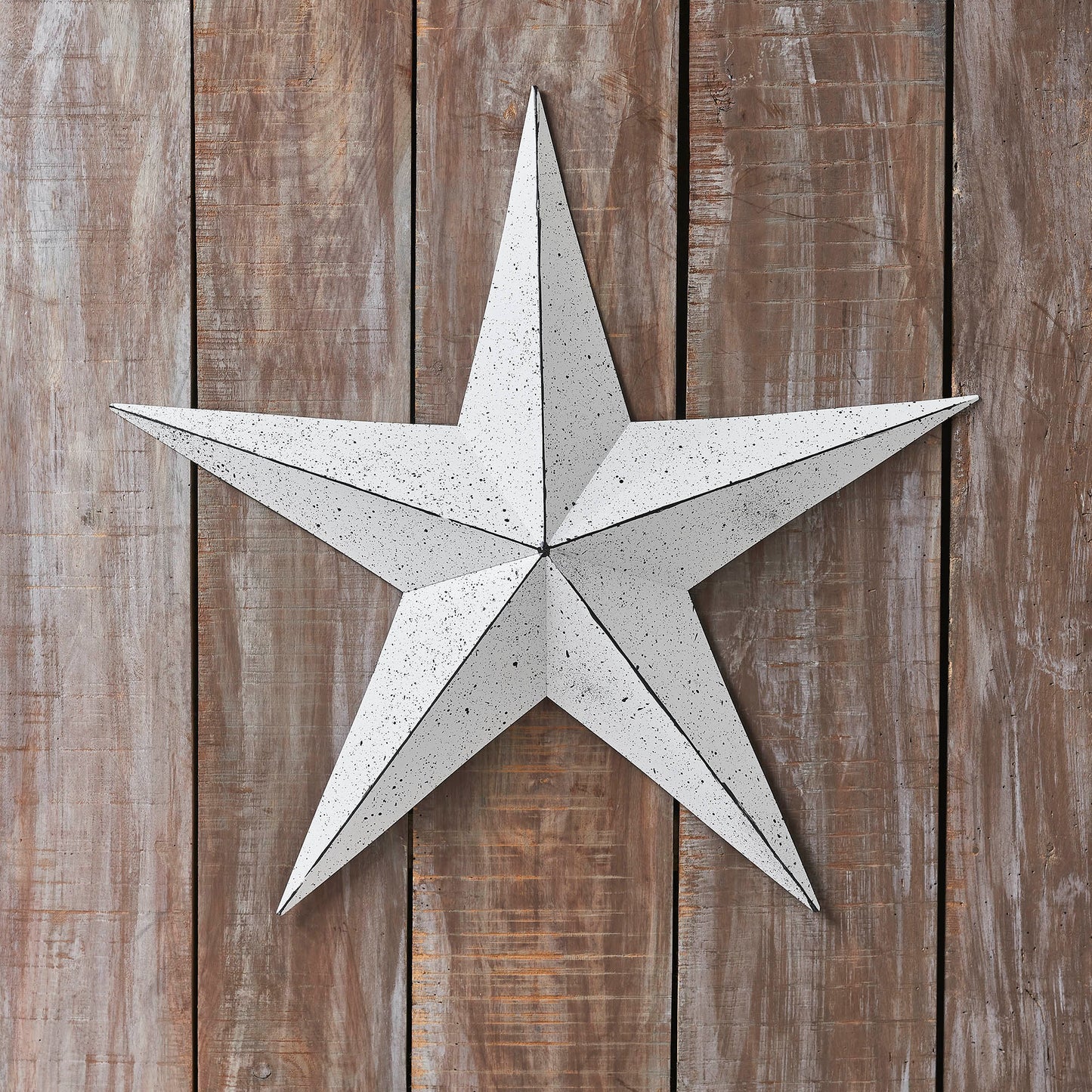 VHC Brands Patriotic Faceted Metal Star White Wall Hanging 24x24, Independence Day Decor, American Star Design, Distressed Appearance Metal Wall Hanging,  Star Shape, Country, Matte White