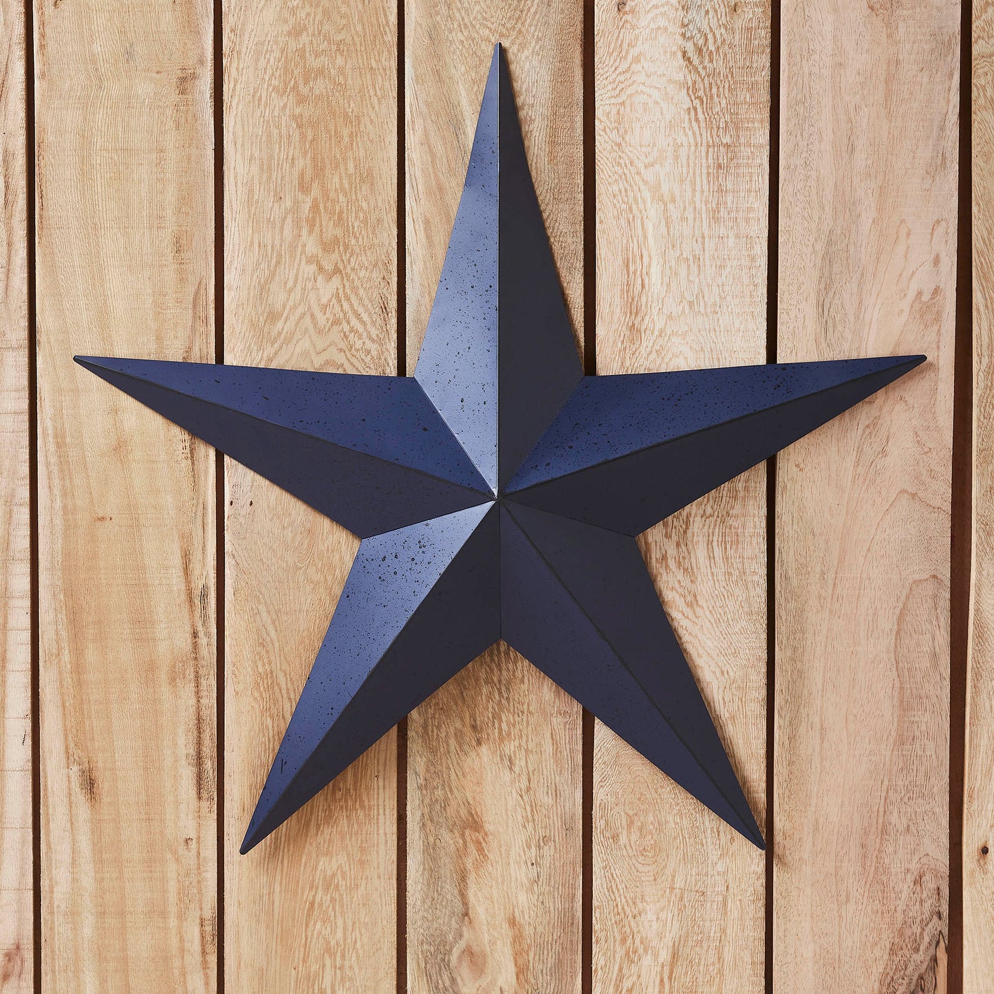 VHC Brands Patriotic Faceted Metal Star Navy Wall Hanging 24x24, Independence Day Decor, American Star Design, Distressed Appearance Metal Wall Hanging,  Star Shape, Country, Navy
