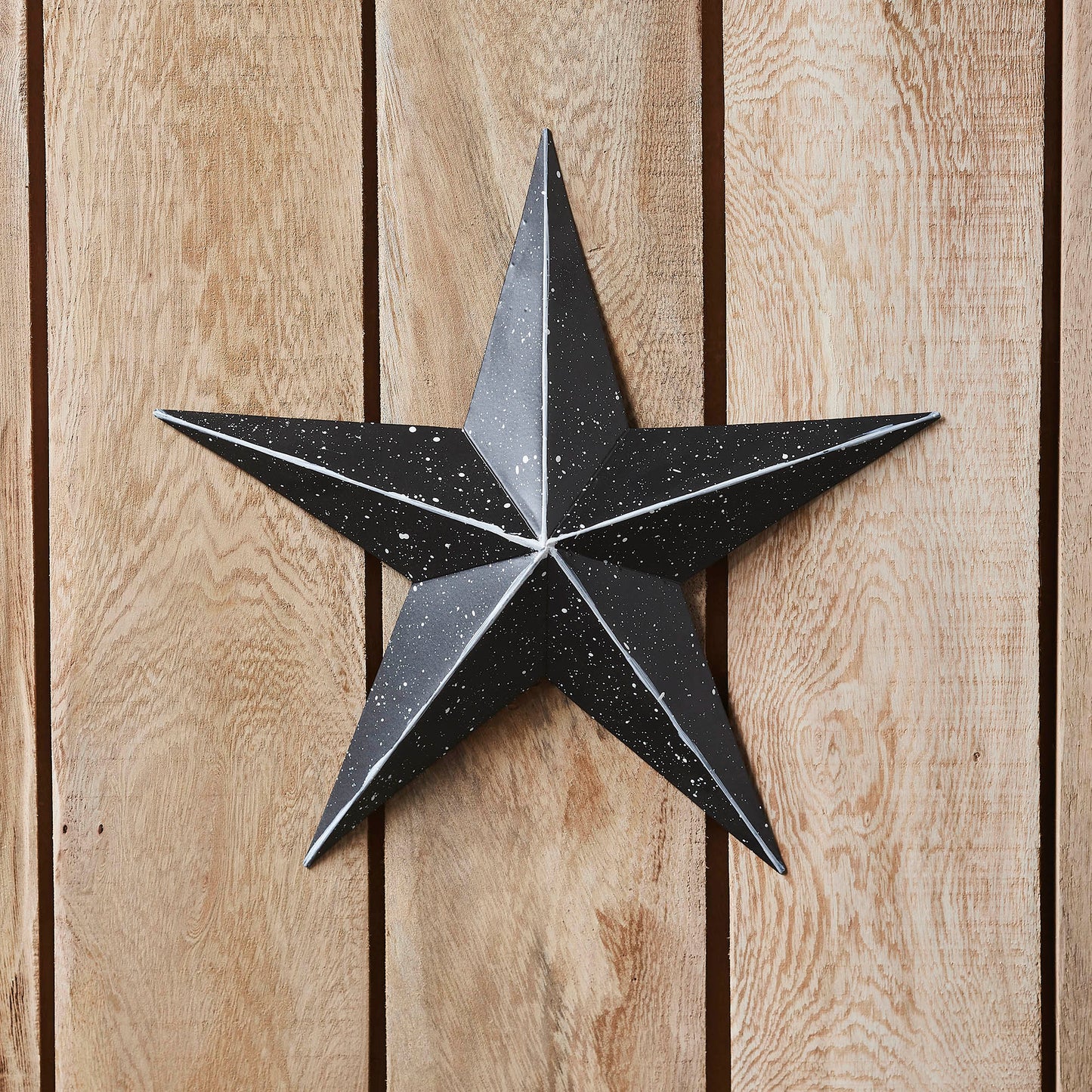 VHC Brands Patriotic Faceted Metal Star Black Wall Hanging 12x12, Independence Day Decor, American Star Design, Distressed Appearance Metal Wall Hanging,  Star Shape, Country, Charcoal Black