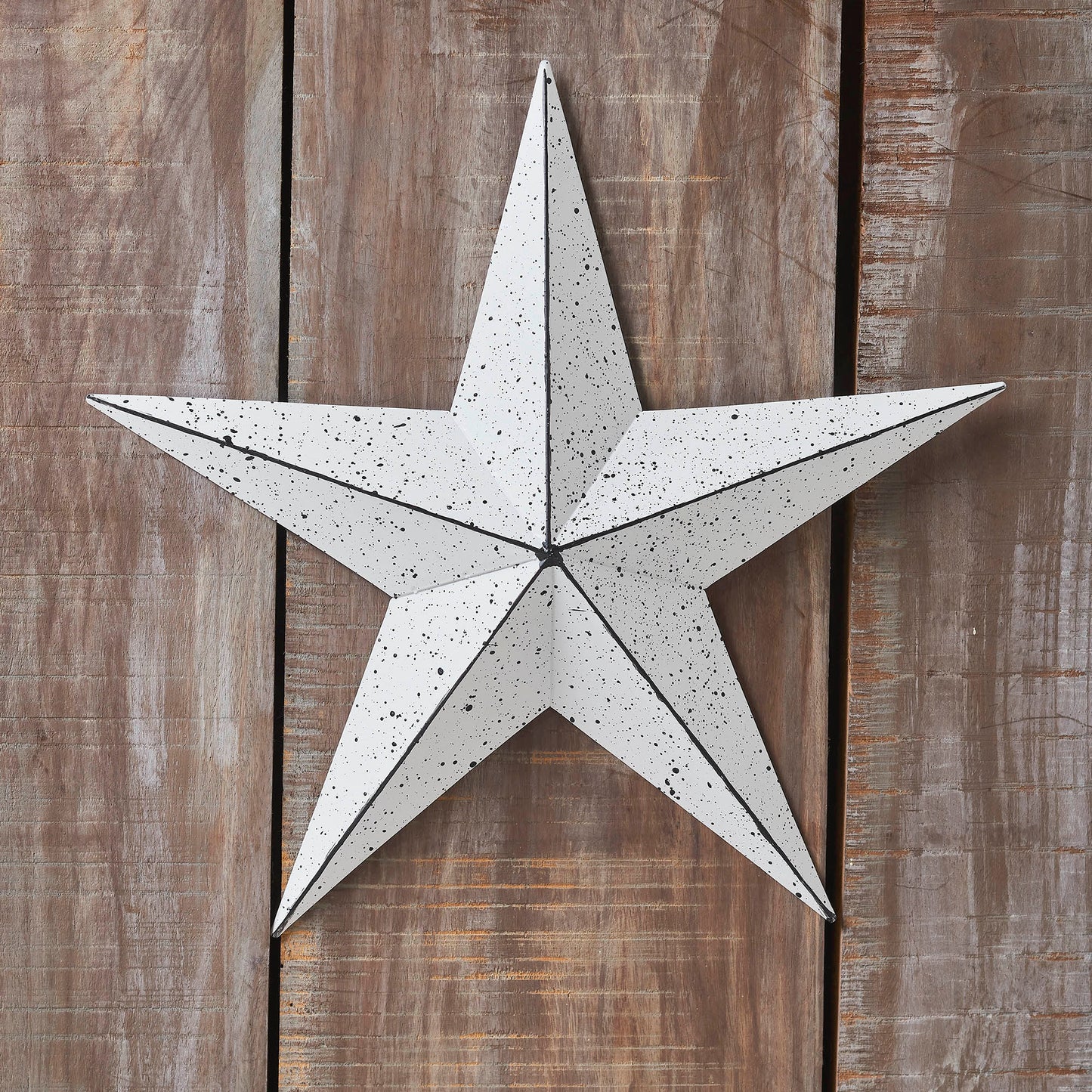 VHC Brands Patriotic Faceted Metal Star White Wall Hanging 12x12, Independence Day Decor, American Star Design, Distressed Appearance Metal Wall Hanging,  Star Shape, Country, Matte White