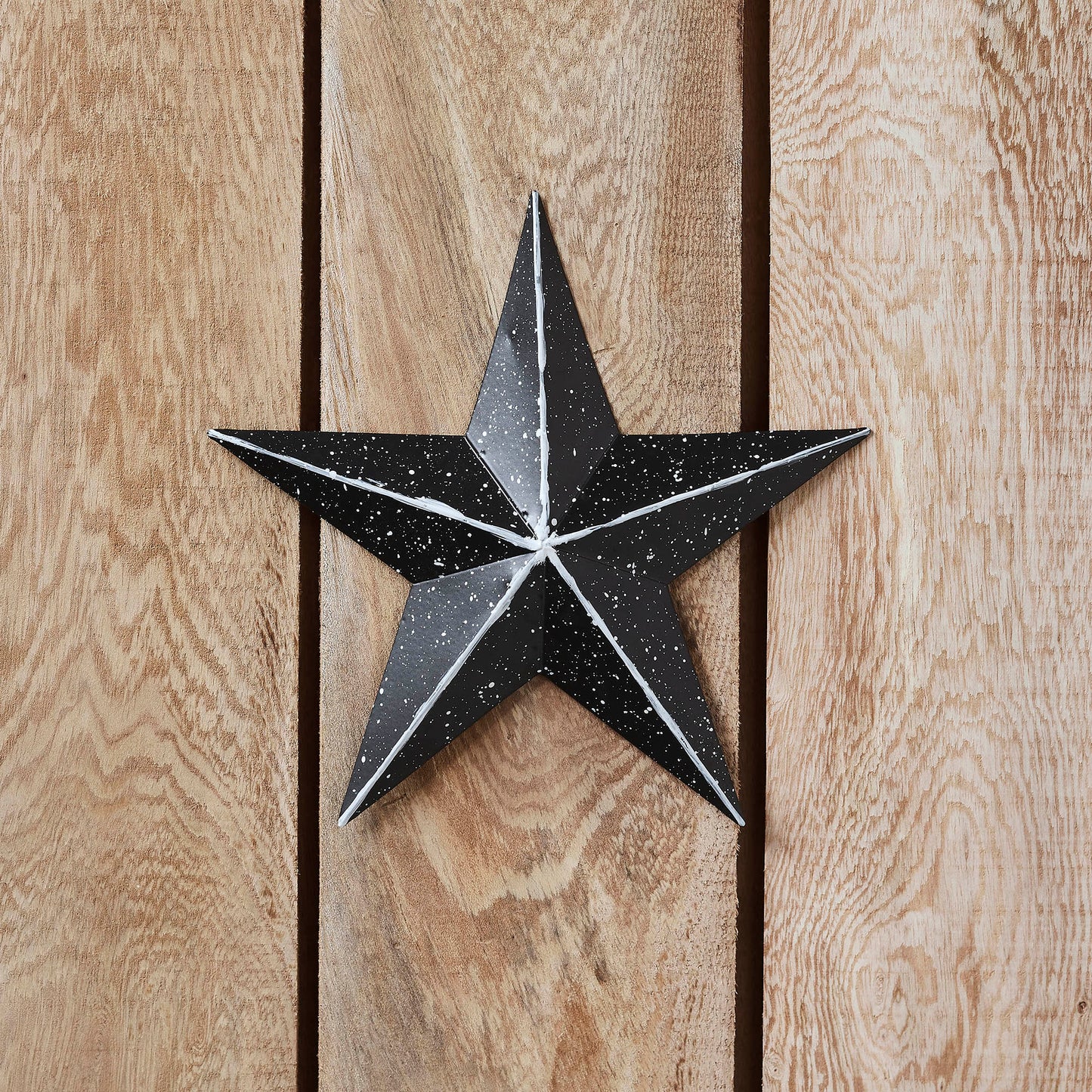 VHC Brands Patriotic Faceted Metal Star Black Wall Hanging 8x8, Independence Day Decor, American Star Design, Distressed Appearance Metal Wall Hanging,  Star Shape, Country, Charcoal Black