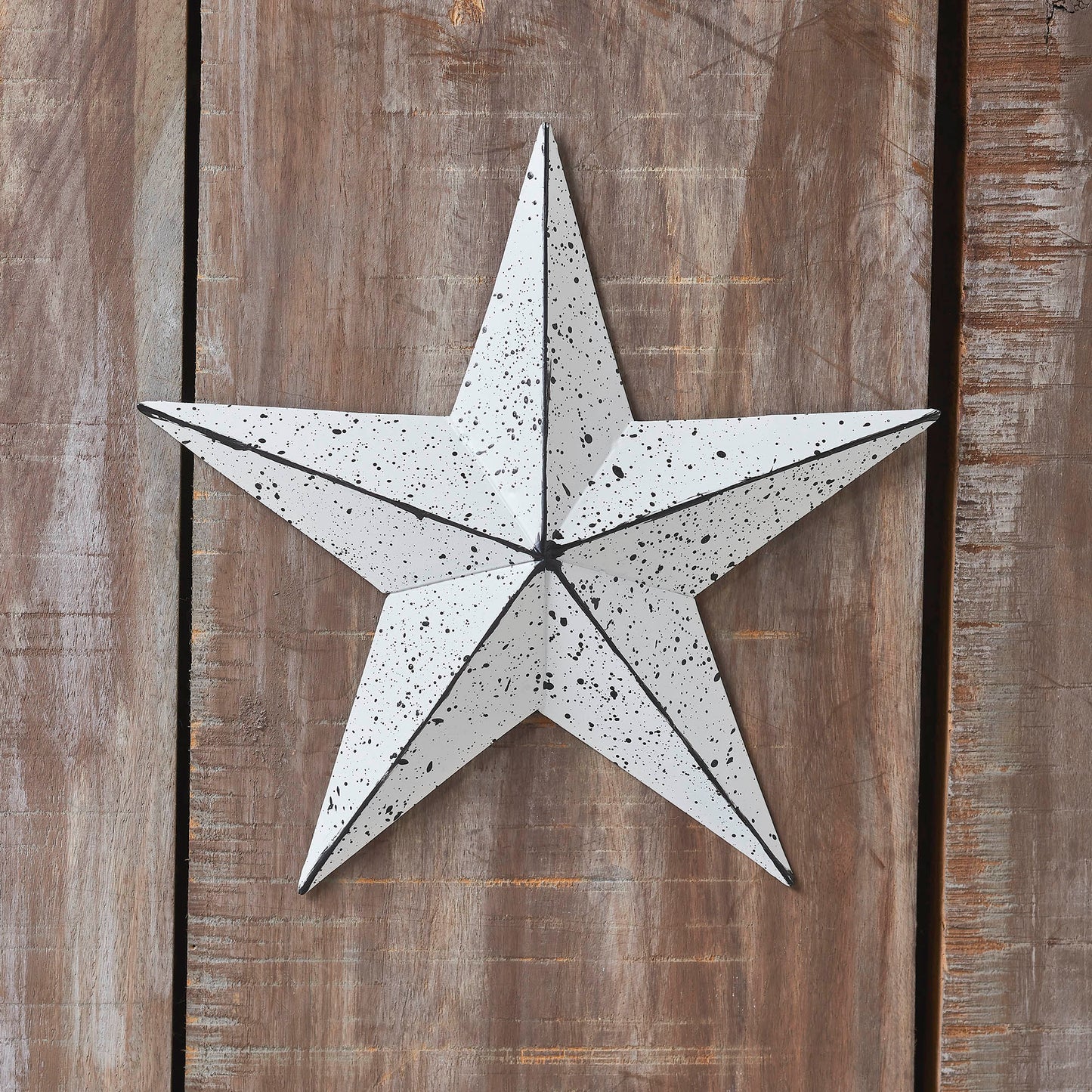 VHC Brands Patriotic Faceted Metal Star White Wall Hanging 8x8, Independence Day Decor, American Star Design, Distressed Appearance Metal Wall Hanging,  Star Shape, Country, Matte White