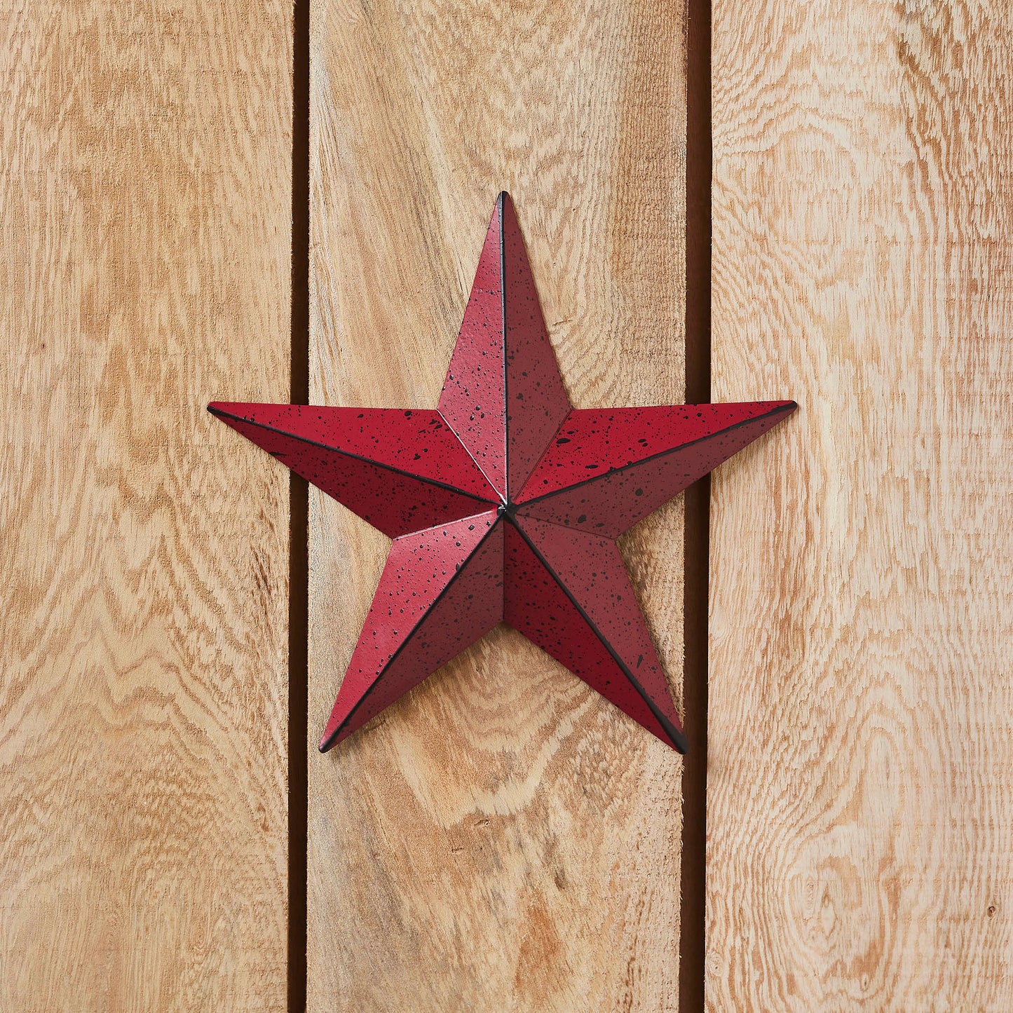 VHC Brands Patriotic Faceted Metal Star Burgundy Wall Hanging 8x8, Independence Day Decor, American Star Design, Distressed Appearance Metal Wall Hanging,  Star Shape, Country, Burgundy