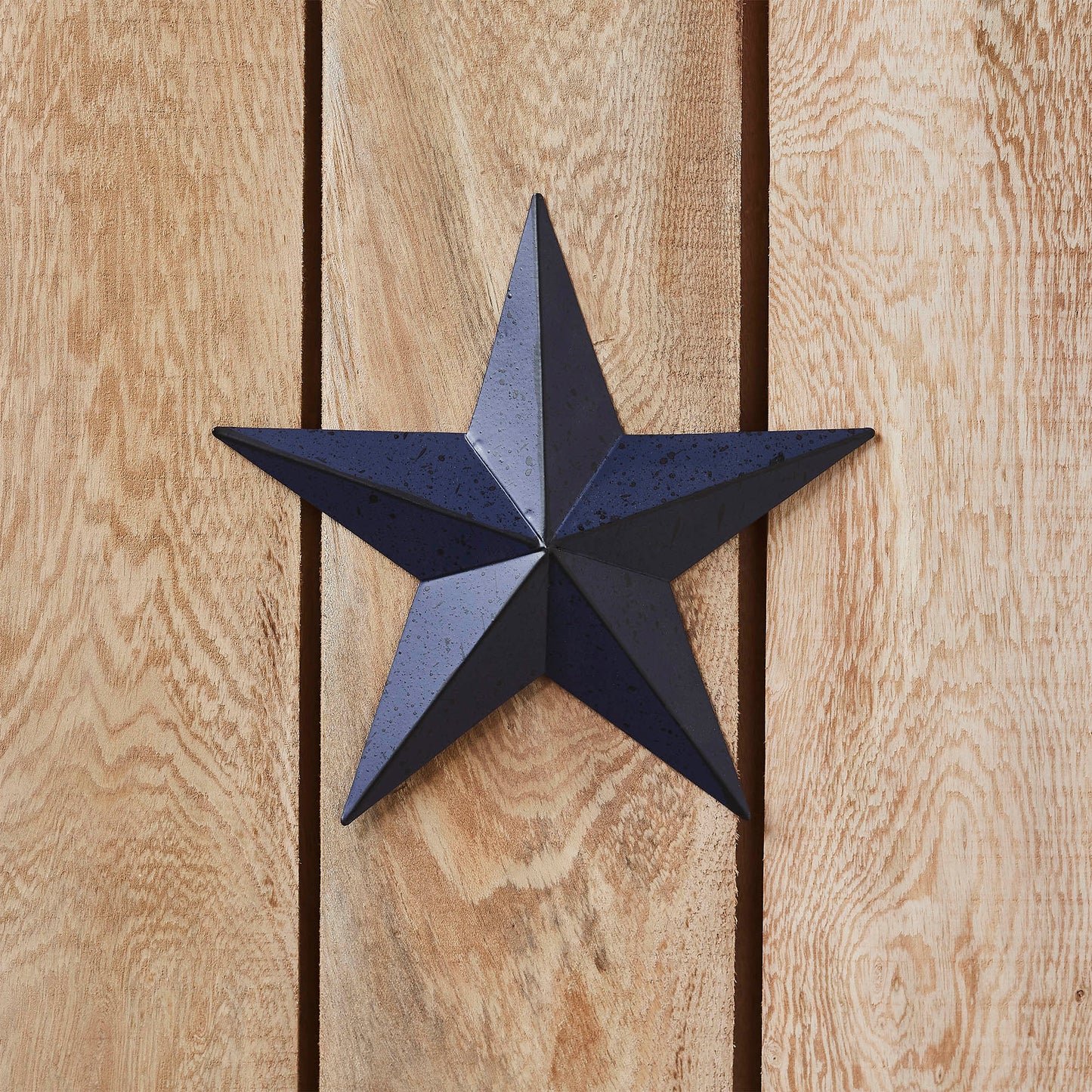 VHC Brands Patriotic Faceted Metal Star Navy Wall Hanging 8x8, Independence Day Decor, American Star Design, Distressed Appearance Metal Wall Hanging,  Star Shape, Country, Navy