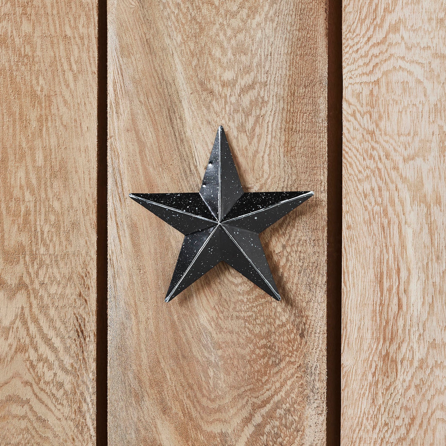 VHC Brands Patriotic Faceted Metal Star Black Wall Hanging 4x4, Independence Day Decor, American Star Design, Distressed Appearance Metal Wall Hanging,  Star Shape, Country, Charcoal Black