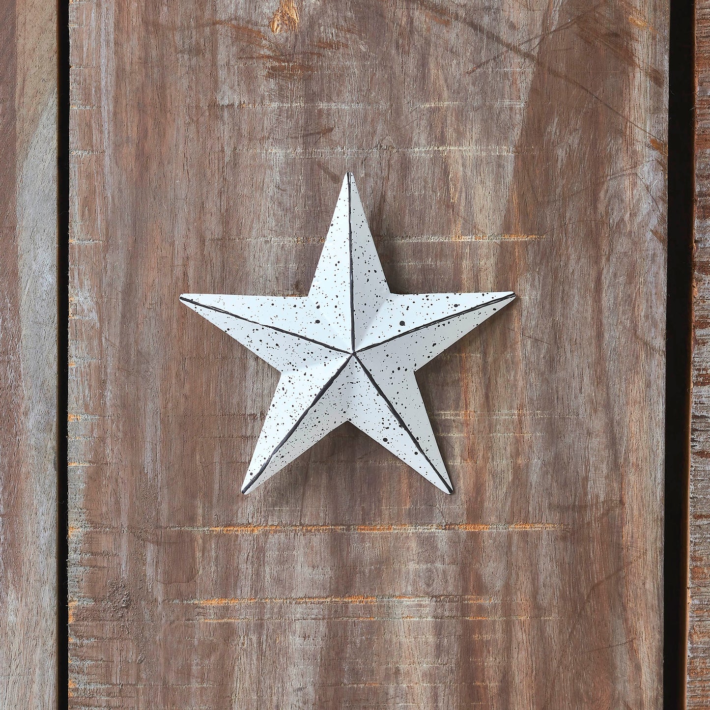 VHC Brands Patriotic Faceted Metal Star White Wall Hanging 4x4, Independence Day Decor, American Star Design, Distressed Appearance Metal Wall Hanging,  Star Shape, Country, Matte White