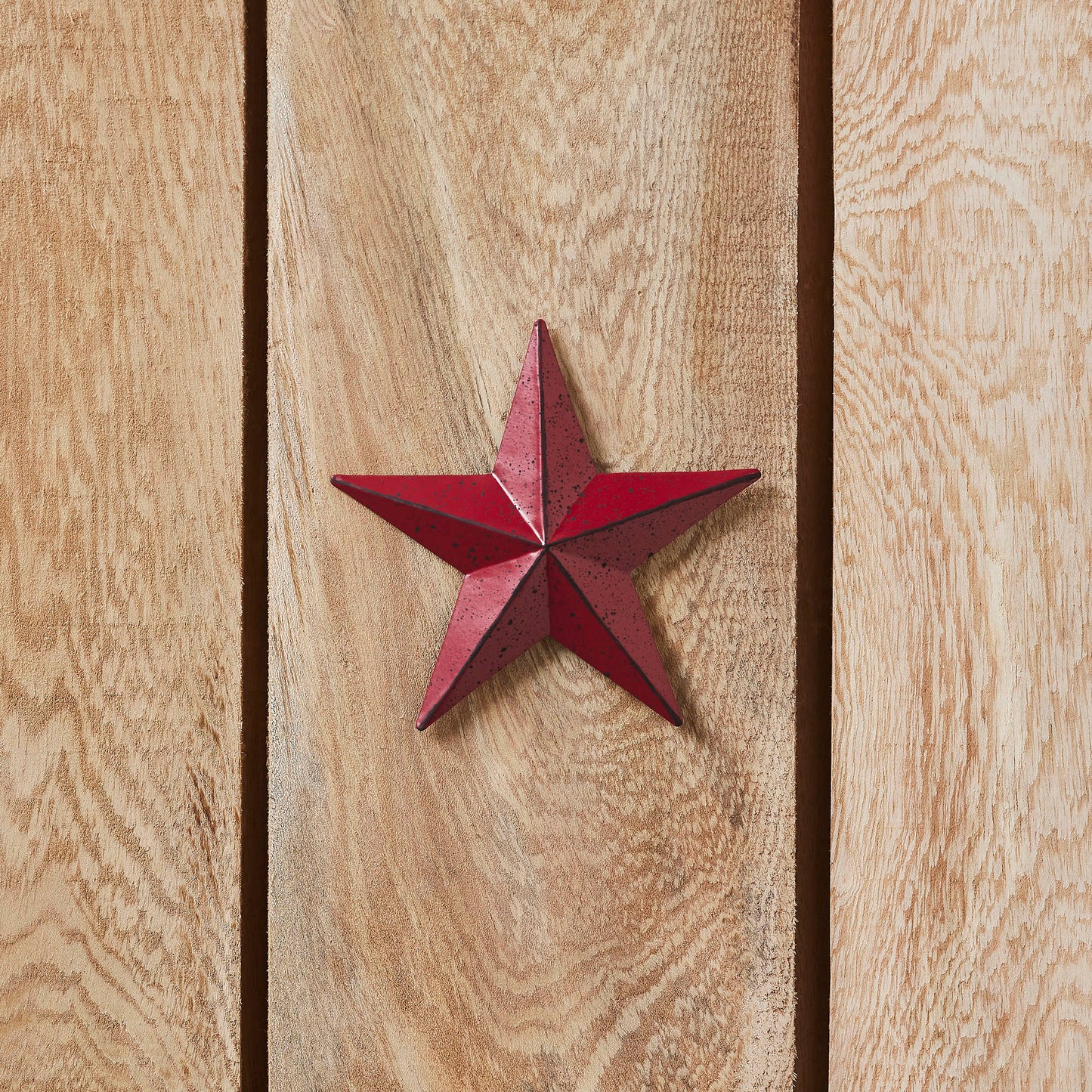 VHC Brands Patriotic Faceted Metal Star Burgundy Wall Hanging 4x4, Independence Day Decor, American Star Design, Distressed Appearance Metal Wall Hanging,  Star Shape, Country, Burgundy