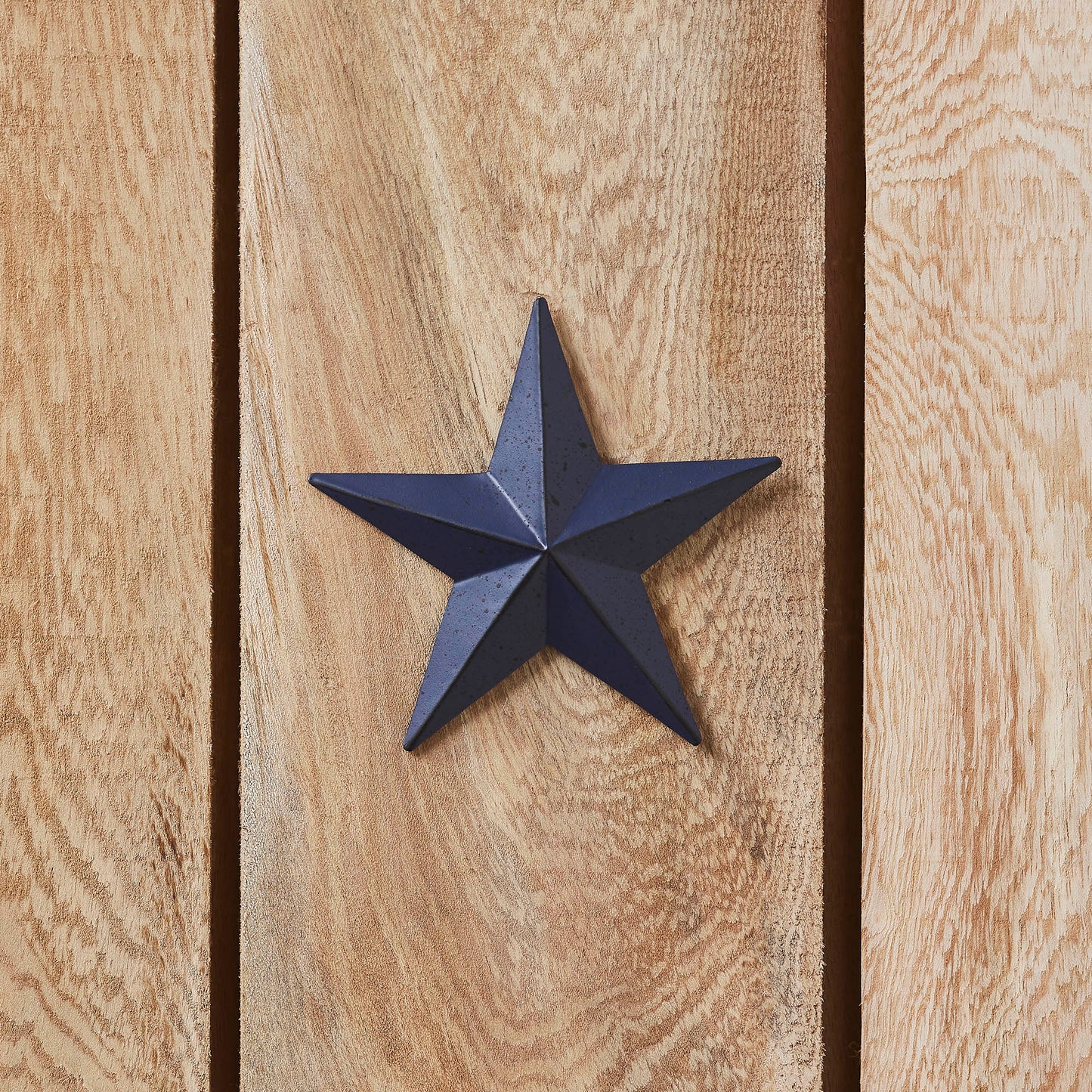 VHC Brands Patriotic Faceted Metal Star Navy Wall Hanging 4x4, Independence Day Decor, American Star Design, Distressed Appearance Metal Wall Hanging,  Star Shape, Country, Navy