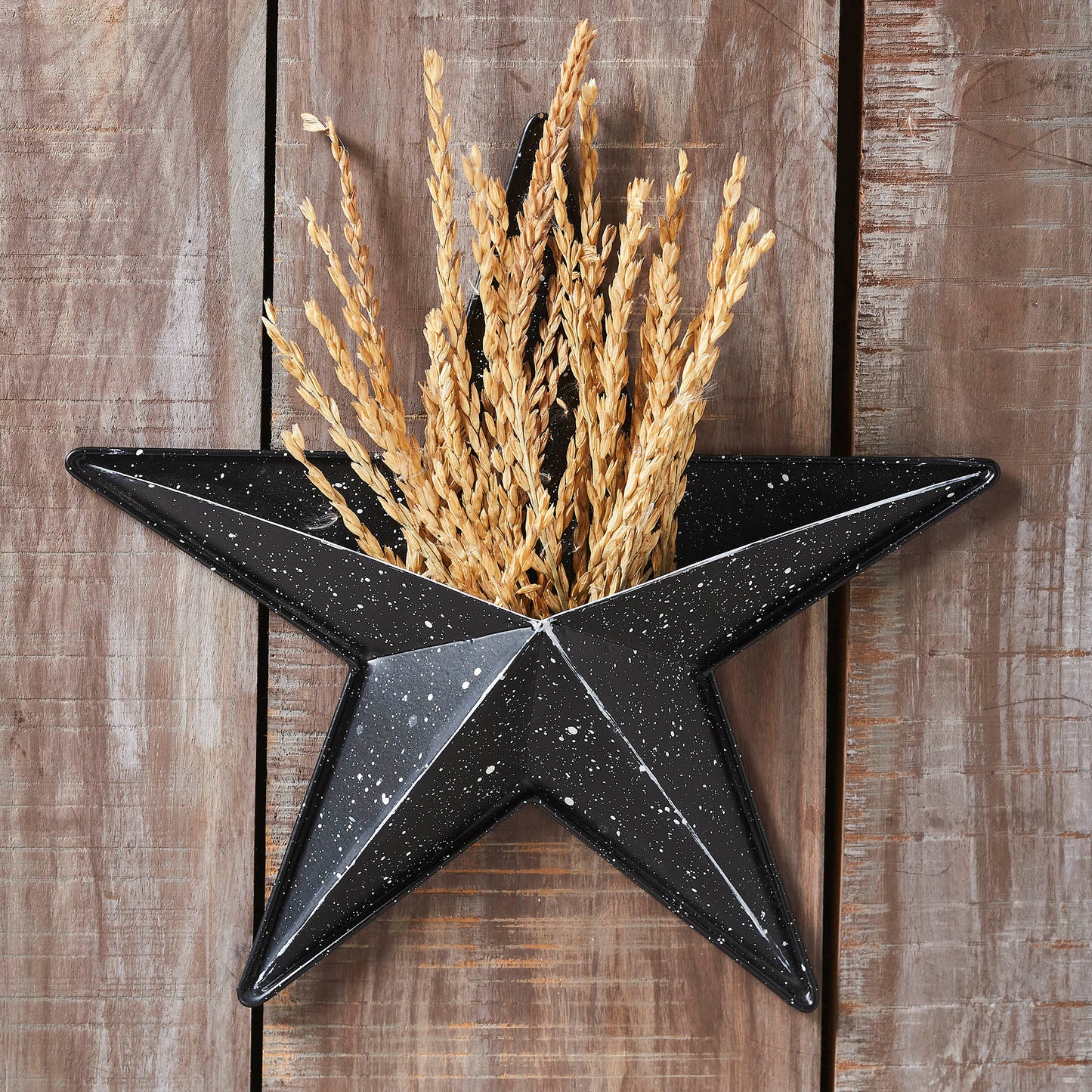 VHC Brands Patriotic Faceted Metal Star Black Wall Hanging w/ Pocket 12x12, Independence Day Decor, American Star with display pocket, Distressed Appearance Metal Wall Hanging,  Star Shape, Charcoal