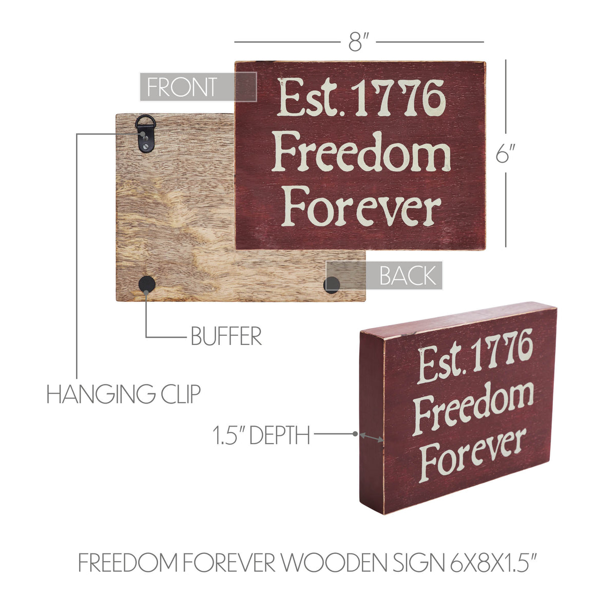 Freedom Table Sign Freedom Forever Wooden Sign 6x8x1.5 – VHC Brands Home Decor