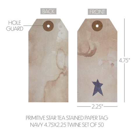 85081-Primitive-Star-Tea-Stained-Paper-Tag-Navy-4.75x2.25-w/-Twine-Set-of-50-image-4