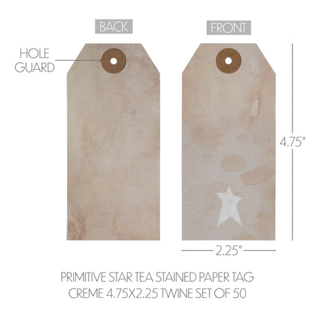 85083-Primitive-Star-Tea-Stained-Paper-Tag-Creme-4.75x2.25-w/-Twine-Set-of-50-image-4