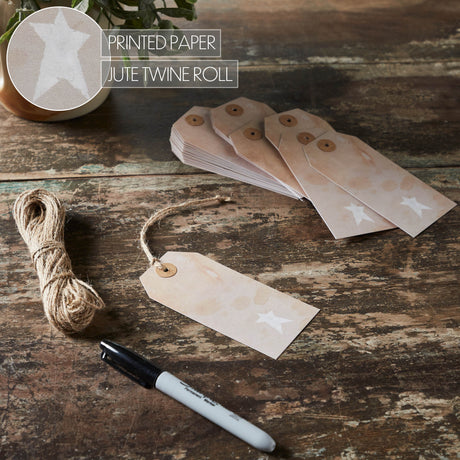 85083-Primitive-Star-Tea-Stained-Paper-Tag-Creme-4.75x2.25-w/-Twine-Set-of-50-image-5