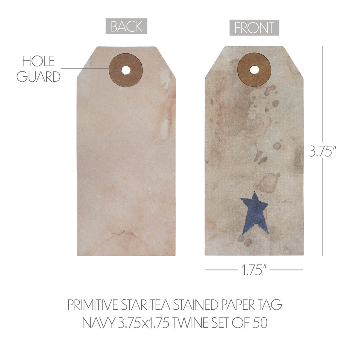 85084-Primitive-Star-Tea-Stained-Paper-Tag-Navy-3.75x1.75-w/-Twine-Set-of-50-image-4