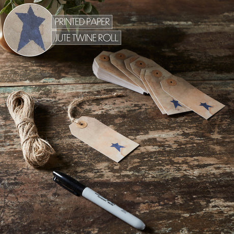 85084-Primitive-Star-Tea-Stained-Paper-Tag-Navy-3.75x1.75-w/-Twine-Set-of-50-image-5