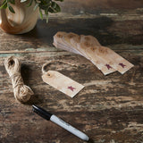 85085-Primitive-Star-Tea-Stained-Paper-Tag-Burgundy-3.75x1.75-w/-Twine-Set-of-50-image-1