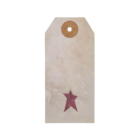 85085-Primitive-Star-Tea-Stained-Paper-Tag-Burgundy-3.75x1.75-w/-Twine-Set-of-50-image-2