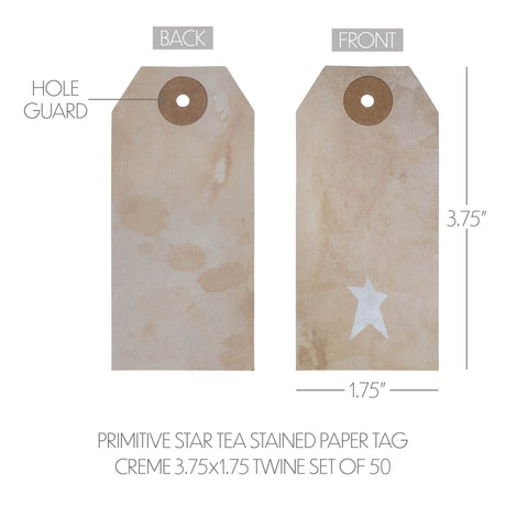 85086-Primitive-Star-Tea-Stained-Paper-Tag-Creme-3.75x1.75-w/-Twine-Set-of-50-image-4