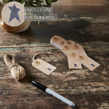 85087-Primitive-Star-Tea-Stained-Paper-Tag-Navy-2.75x1.5-w/-Twine-Set-of-50-image-5