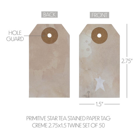 85089-Primitive-Star-Tea-Stained-Paper-Tag-Creme-2.75x1.5-w/-Twine-Set-of-50-image-4