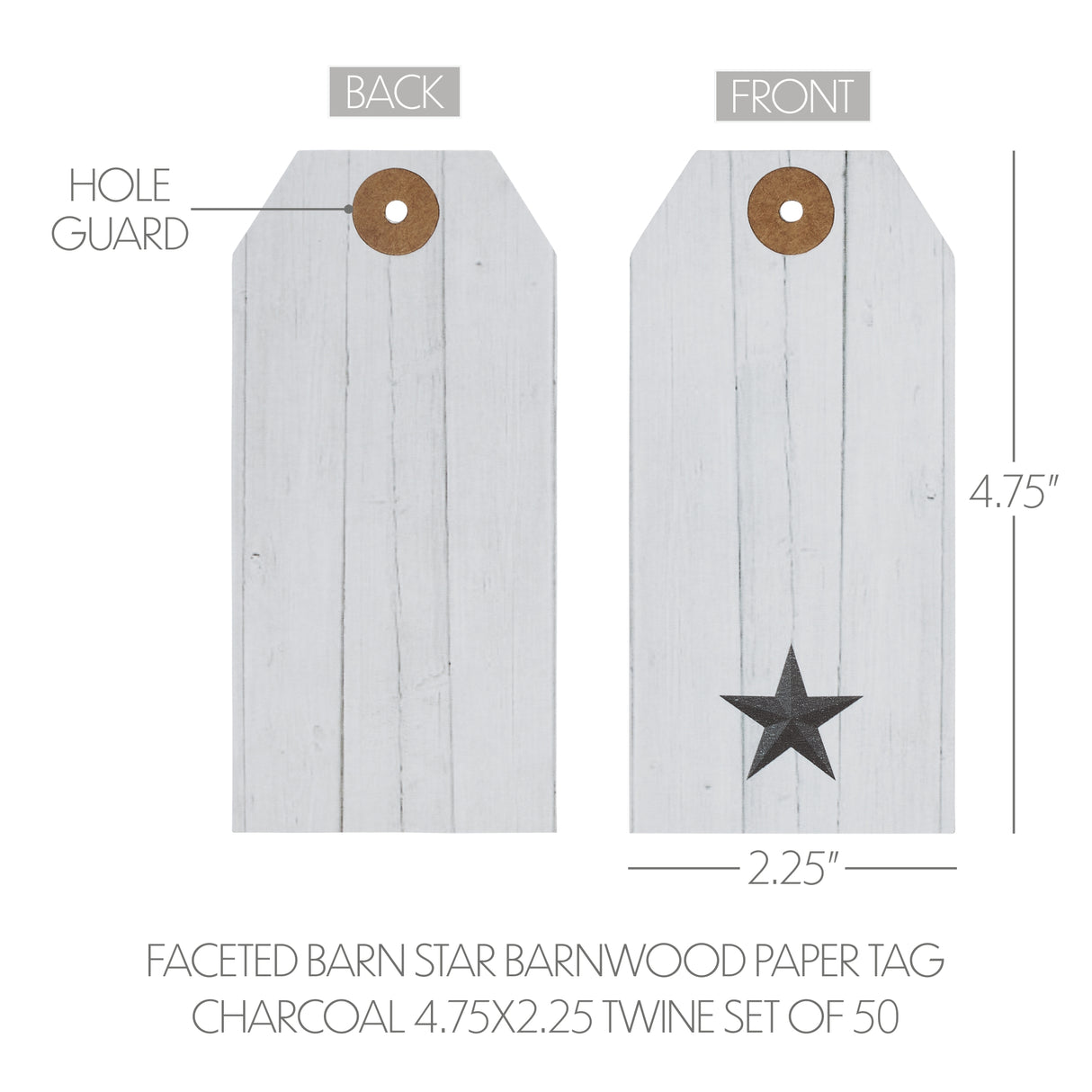 85090-Faceted-Barn-Star-Barnwood-Paper-Tag-Charcoal-4.75x2.25-w/-Twine-Set-of-50-image-4