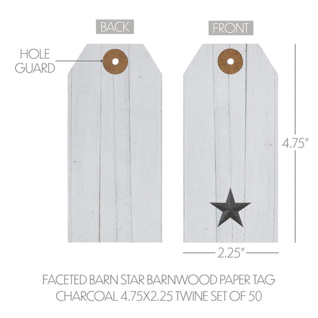 85090-Faceted-Barn-Star-Barnwood-Paper-Tag-Charcoal-4.75x2.25-w/-Twine-Set-of-50-image-4