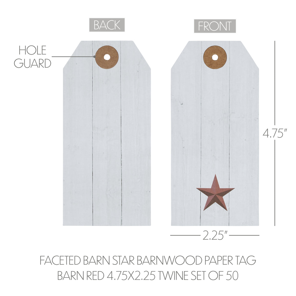 85091-Faceted-Barn-Star-Barnwood-Paper-Tag-Barn-Red-4.75x2.25-w/-Twine-Set-of-50-image-4