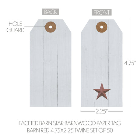 85091-Faceted-Barn-Star-Barnwood-Paper-Tag-Barn-Red-4.75x2.25-w/-Twine-Set-of-50-image-4