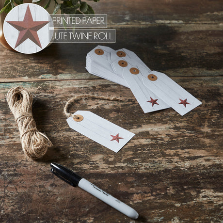 85093-Faceted-Barn-Star-Barnwood-Paper-Tag-Barn-Red-3.75x1.75-w/-Twine-Set-of-50-image-4