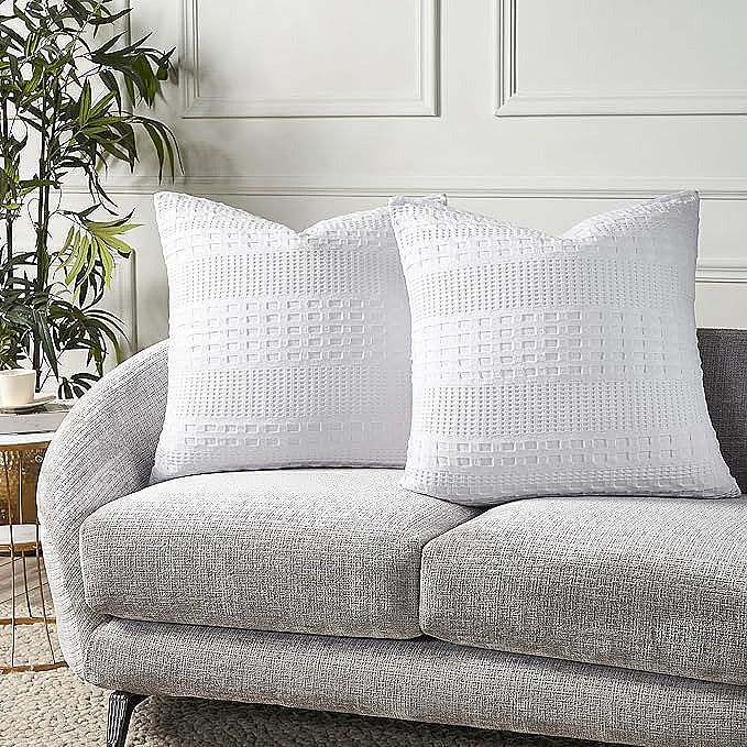 100% Cotton Waffle Weave Pillow Cover, Lightweight & Breathable Woven Sham