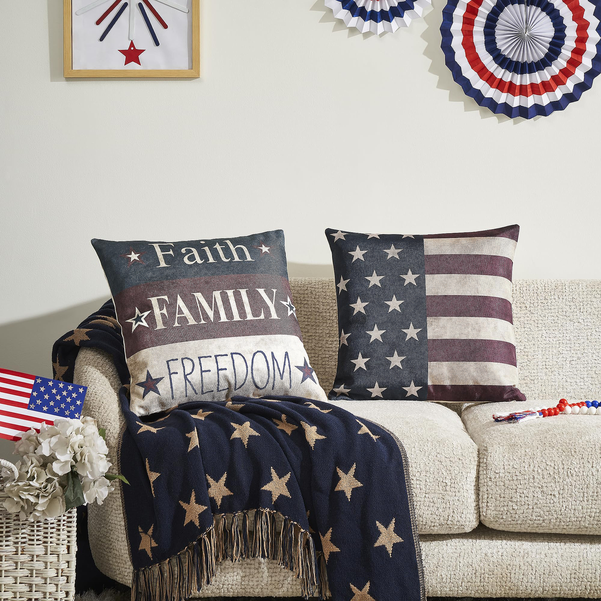 Faith Family Freedom Pillow Cover Set of 2 18Lx18W