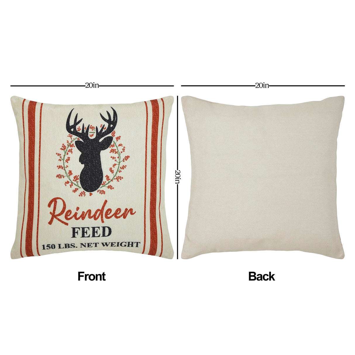 Reindeer Farm Pillow Cover Set of 2 20Lx20W