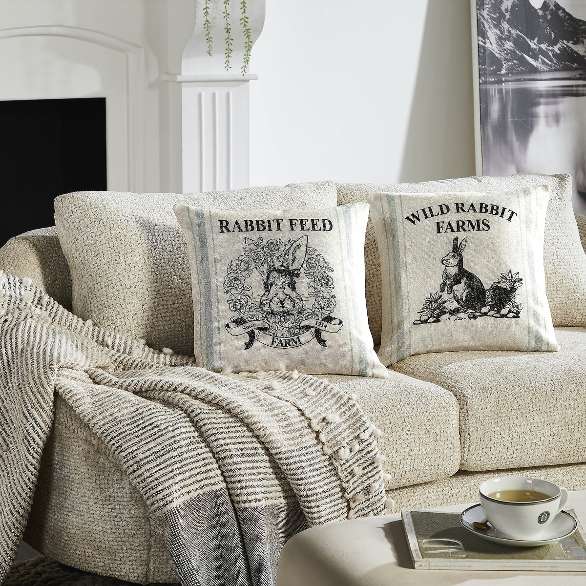 Rabbit Grainsack Pillow Cover Set of 2 16Lx16W – VHC Brands Home Decor