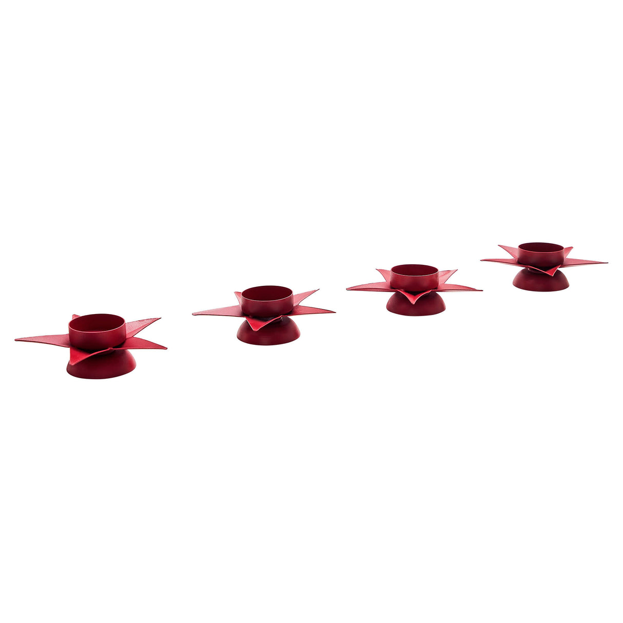 Tealight Holder Star Barn Red Set of 4 1.5x5x5