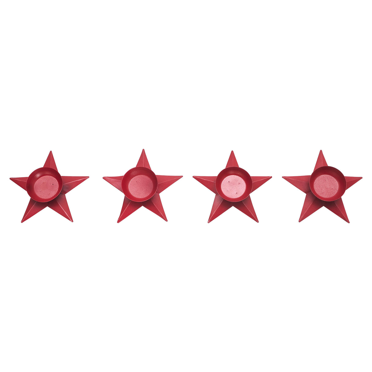 Tealight Holder Star Barn Red Set of 4 1.5x5x5