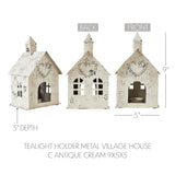 Tealight Holder Metal Village House C Antique Cream 9x5x5