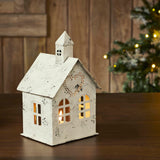 Tealight Holder Metal Village House C Antique Cream 9x5x5